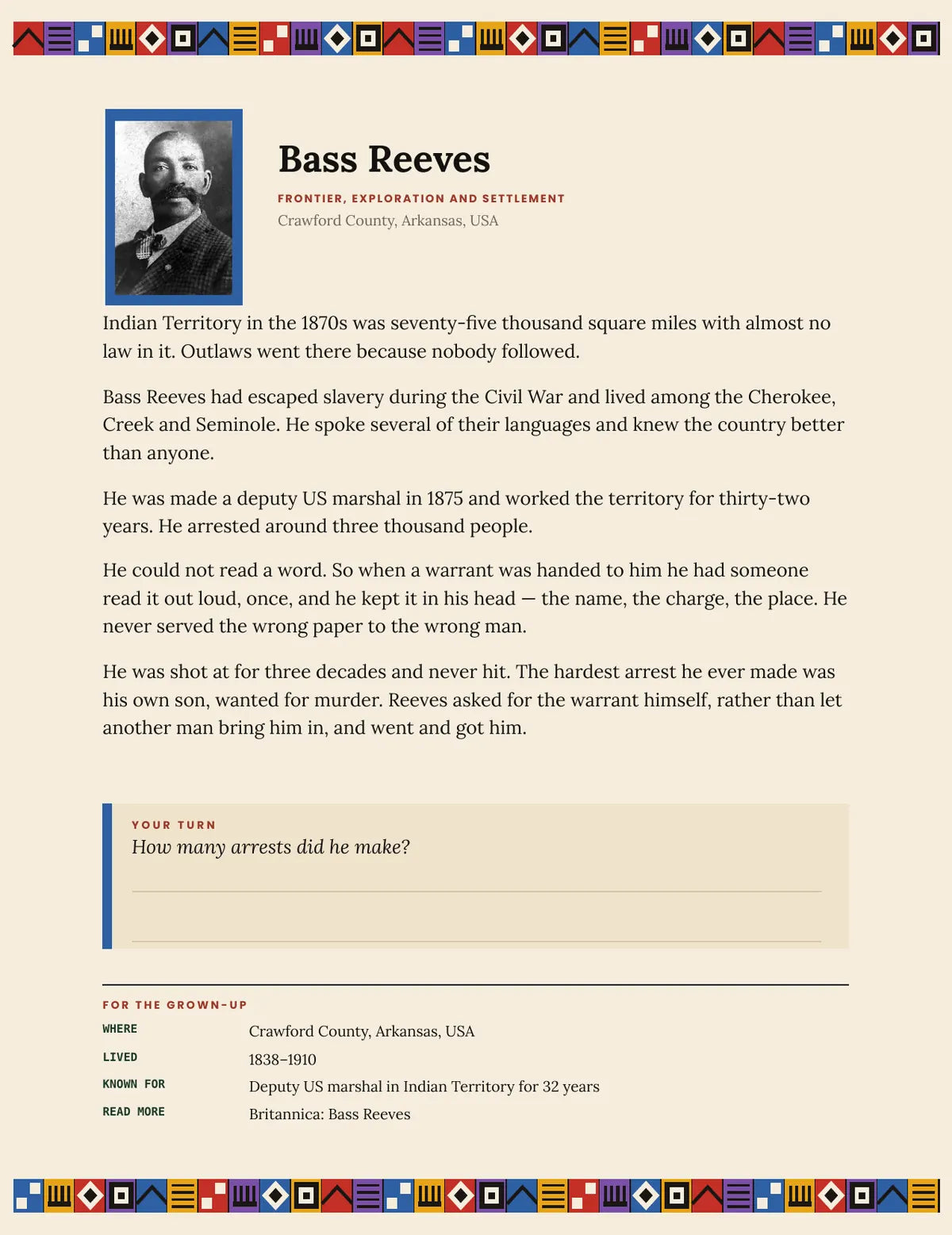 A page from What You Come From: Bass Reeves