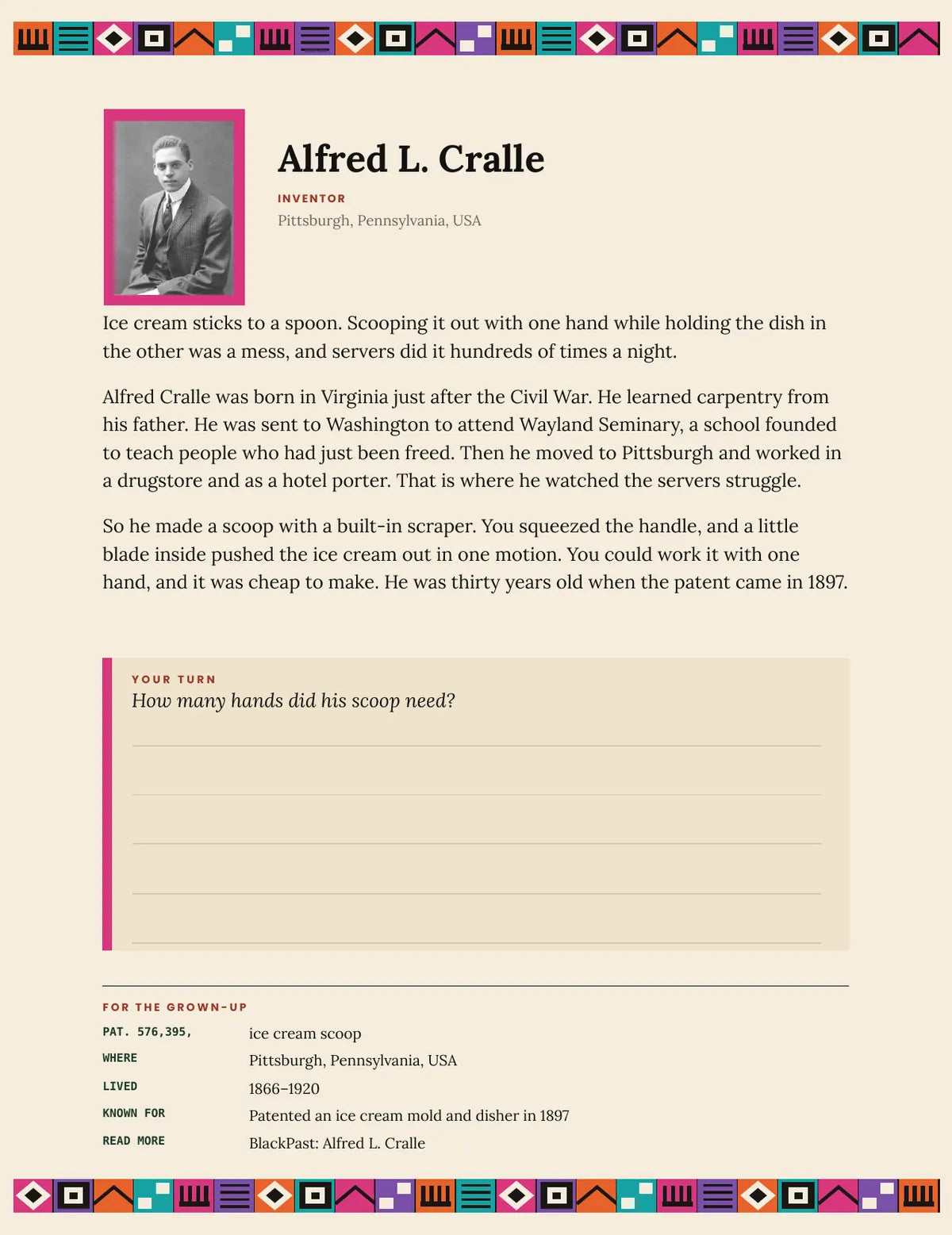 A page from What You Come From: Alfred L. Cralle